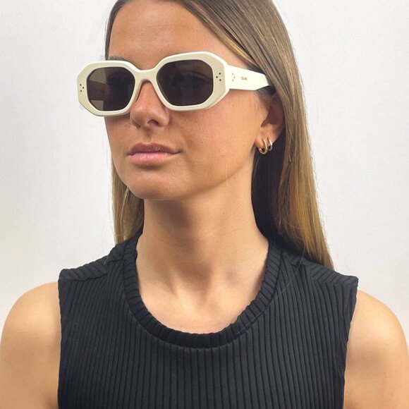 🕶️ New Celine CL40255I 25E Sunglasses - Ivory Frame, Brown Lenses